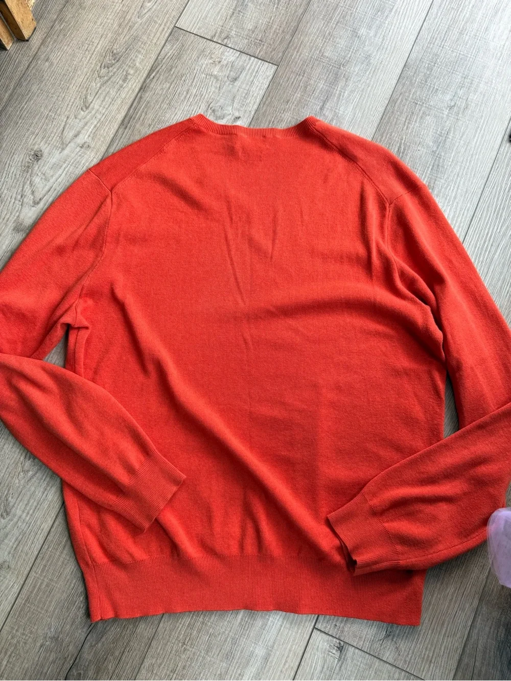 Polo by Ralph Lauren Men's V-Neck Sweater in Bright Orange with Navy Logo